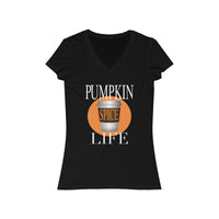 Pumpkin Spice Life Women's Jersey Short Sleeve V-Neck Tee