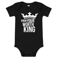 Baby Bodysuit - Know Your Worth King - Short Sleeve
